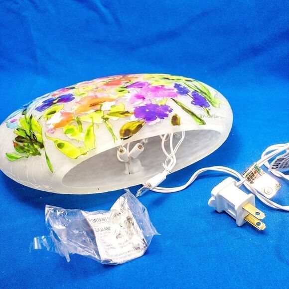 Spring Florals Glass Lighted Vase Signed Home Decor Illumination - Picture 7 of 14